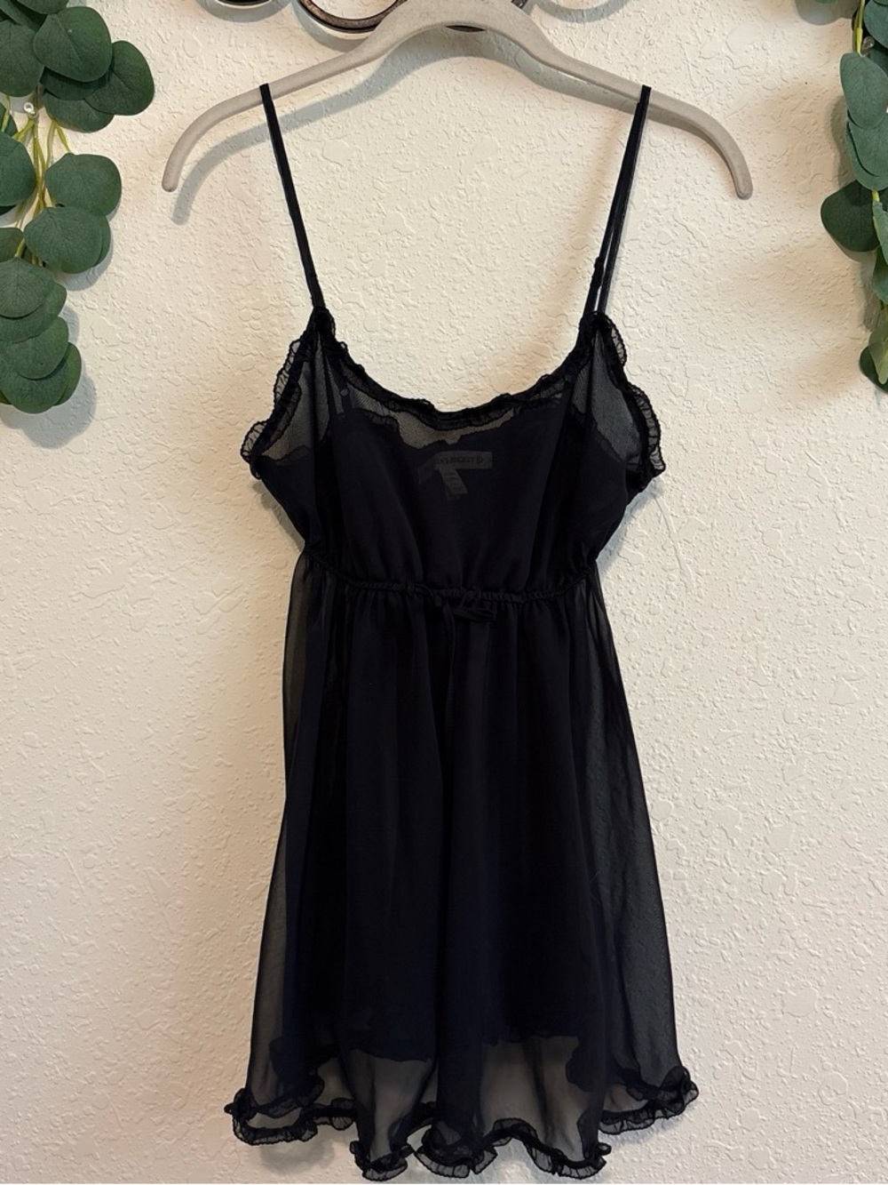Vintage Y2K Victoria’s Secret Black Ruffled Babydoll Lingerie Dress💕